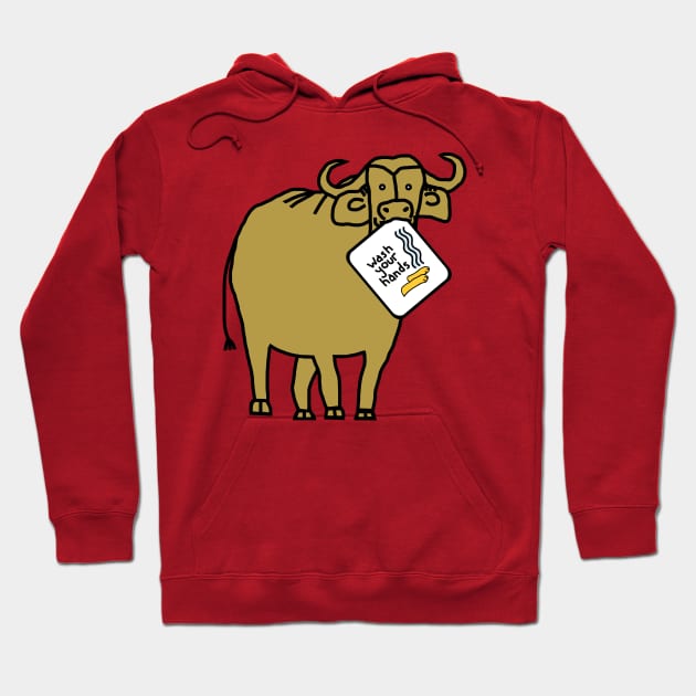 Funny Gold Ox Says Wash Your Hands Hoodie by ellenhenryart